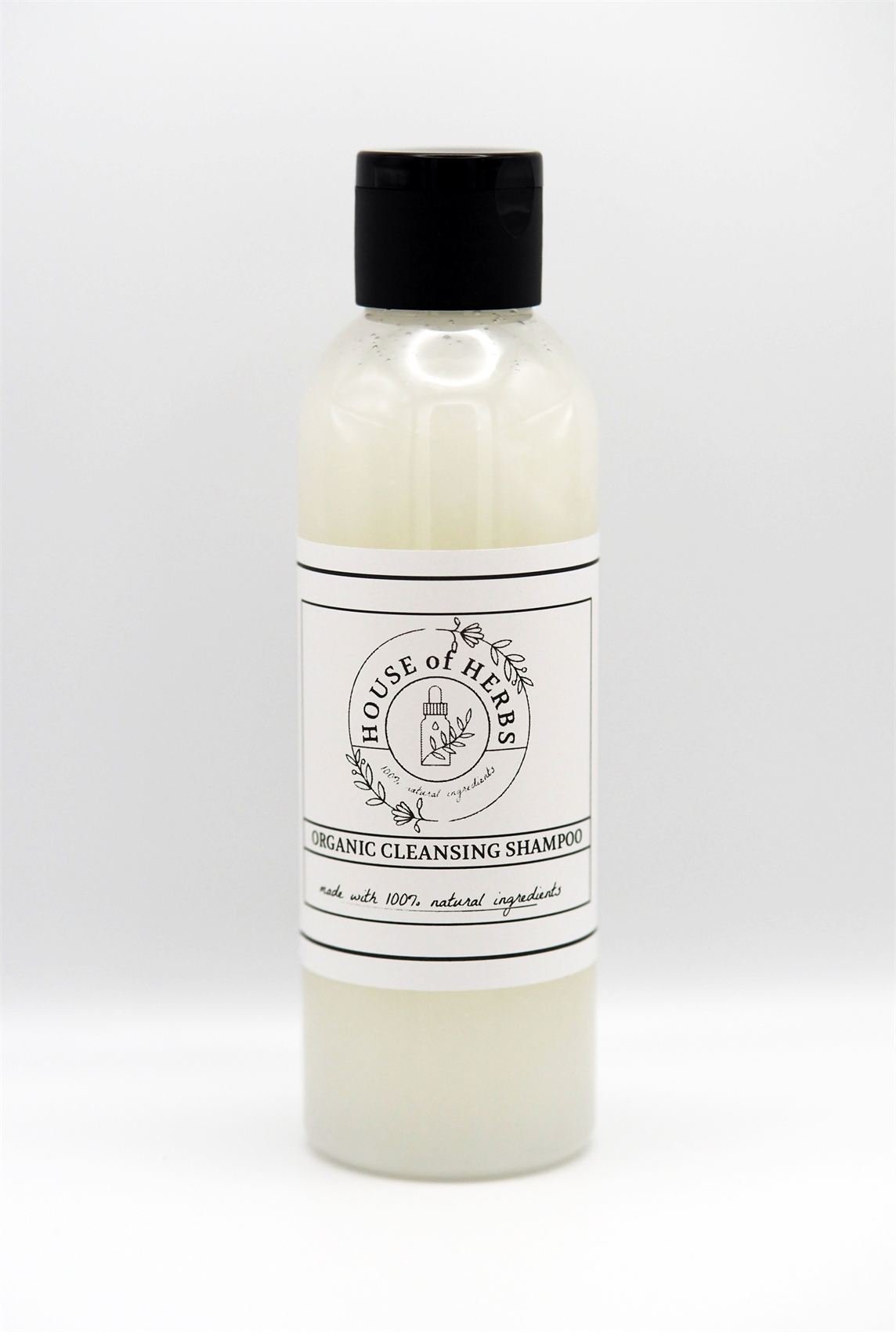 House of Herbs Hair Cleansing Shampoo bottle on a white studio background.